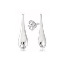 Brinco De Prata 925 Feminino Gota Puffer Fina