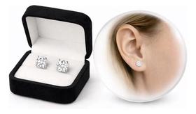 Brinco De Prata 925 Italiana Zircônia Redonda Cristal 6mm Brinco De Prata 925 Italiana Zircônia Redonda Cristal 6mm