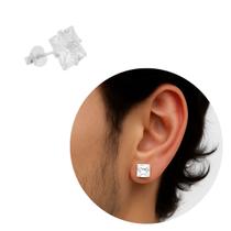 Brinco De Prata 925 Legítima Pedra Zircônia Quadrada 10mm