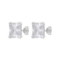 Brinco De Prata 925 Ponto De Luz Quadrado Unissex