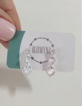 Brinco de prata 925 vertical três zircônias Brinco de prata 925 vertical três zircônias