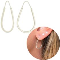 Brinco de Prata Argola Gota barra Quadrada legítima 925 Moda