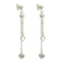 Brinco De Prata Com Corações 2 Pedaço De Corrente Brinco De Prata Com Corações 2 Pedaço De Corrente