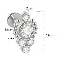 Brinco de Prata com Cristal - Base Plana para Labret, Helix e Tragus Brinco de Prata com Cristal - Base Plana para Labret, Helix e Tragus
