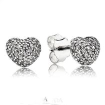 Brinco de Prata Coração de Pavê