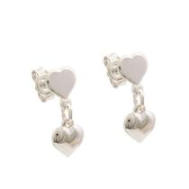 Brinco De Prata Coração Liso Reto Com Coração Liso Brinco De Prata Coração Liso Reto Com Coração Liso