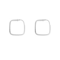 Brinco De Prata De Argola 925 Feminino 16mm Quadrado