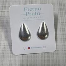 Brinco De Prata Gota 17Mm chapinha em Prata 925