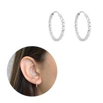 Brinco de Prata legítima 925 Argola Torcida 2,5cm delicado argola prata