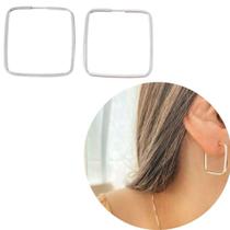 Brinco De Prata Legítima 925 Quadrado Barra Quadrada Moda M