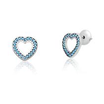 Brinco de Prata Life Coração com Zircônias Turquesa Brinco de Prata Life Coração com Zircônias Turquesa