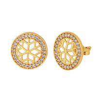 Brinco de Prata Mandala Revestido com Ouro 18k