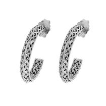 Brinco de Prata Meia Argola Filigrana 18mm Brinco de Prata Meia Argola Filigrana 18mm