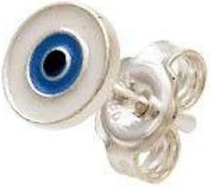 Brinco De Prata Olho Grego 6Mm Com Resina Branco ul Preto Brinco De Prata Olho Grego 6Mm Com Resina Branco ul Preto