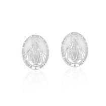 Brinco de Prata Oval Nossa Senhora das Graças Mini Brinco de Prata Oval Nossa Senhora das Graças Mini