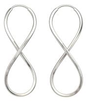 Brinco De Prata Pura 925 Infinito Fio Quadrado 3,5cm
