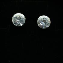 Brinco de prata redondo zirconia 12mm