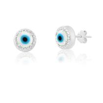 Brinco de Prata Zircônia Olho Grego