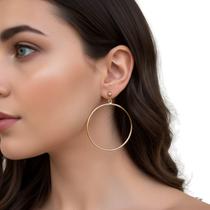 Brinco de Pressão Argola Grande Feminina Festa Luxo Brinco de Pressão Argola Grande Feminina Festa Luxo
