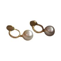 Brinco De Pressão Com Pérola Simulada Dourada Para Mulheres E Meninas, Joia De Orelha Falsa Com