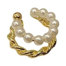 Brinco De Pressão Feminino Elegante Com Pérolas Imitadas E Design Geométrico De Metal Torcido Joia Brinco De Pressão Feminino Elegante Com Pérolas Imitadas E Design Geométrico De Metal Torcido Joia