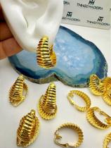 Brinco de Pressão Gota - Par - Banho de Ouro 18K com 02 Milésimos
