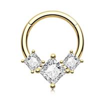 Brinco De Septum Com Segmento Articulado Em Forma De Flor, Zircônia Cúbica, Aço Inoxidável