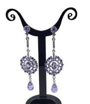 Brinco de stass e cristais lilas/roxo