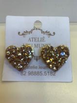 Brinco de strass folheado Brinco de strass folheado