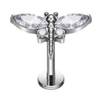 Brinco De Titânio 16G Para Mulheres Com Design De Libélula, Piercing Labret Com Rosca Interna Para Brinco De Titânio 16G Para Mulheres Com Design De Libélula, Piercing Labret Com Rosca Interna Para