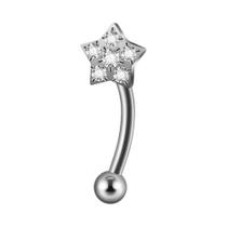 Brinco de Titânio Curvo com Zircônia - Estrela, Coração - Para Daith, Helix e Rook