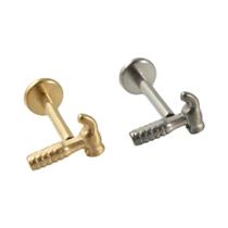 Brinco de Titânio Labret Tesoura Cobra - 1,2x8mm - Traseira Plana