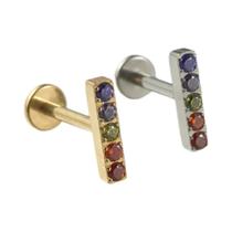 Brinco De Titânio Zircon Com Base Plana Para Lóbulo, Helix E Tragus, Cruz Lunar, 1.2x8mm, Joia De