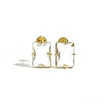 Brinco de Zircônia Retangular Banhado a Ouro 18k - Semijoia Elegante e Versátil