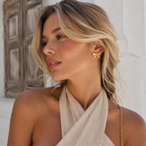 Brinco Delicado Feminino Pressão Laço Banhado á Ouro 18k, Sem Perfuração, Minimalista