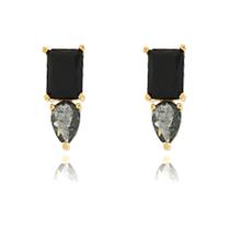 Brinco Delicado Luxo Stud - Design Clássic Black Fumê