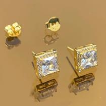 Brinco Delicado Quadrado Cravejado Brinco Delicado Quadrado Cravejado