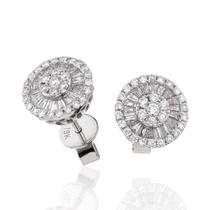 Brinco Diamantes Naturais Modelo Pizza 11 milímetros Ouro Branco 18K 23985