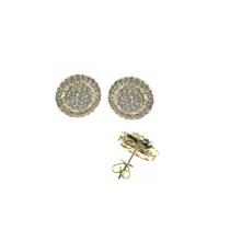 Brinco Diamantes Naturais Modelo Pizza 14 milímetros Ouro amarelo 18K