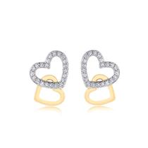 Brinco Dois Corações Folheado A Ouro 18k Brinco Dois Corações Folheado A Ouro 18k