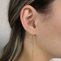 Brinco Dois Fios Lisos Curvado Banhado em Ouro 18k