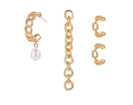 Brinco Dourado Correntes Pérola Piercing Delicado A2189 Brinco Dourado Correntes Pérola Piercing Delicado A2189