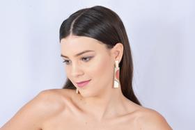 Brinco dourado da moda retângulo