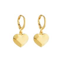 Brinco Dourado De Argolinha Coração Traços Retos
