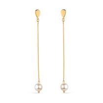 Brinco Dourado De Corrente Com Pérola Brinco Dourado De Corrente Com Pérola