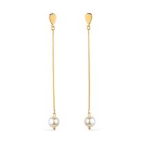 Brinco Dourado de Corrente com Pérola Brinco Dourado de Corrente com Pérola