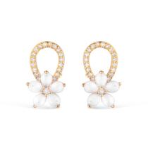 Brinco Dourado De Flor Com Zirconia E Cristal Brinco Dourado De Flor Com Zirconia E Cristal