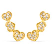 Brinco Dourado Ear Cuff de Coração com Zircônia Brinco Dourado Ear Cuff de Coração com Zircônia