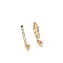 Brinco Dourado Inicial Alfabeto Letra N Argola Strass S1635