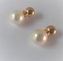 Brinco Dourado Perola Shell Branca Semijoia Lizzy Fatin